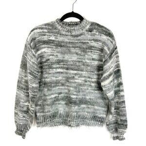 Vylette Womens Sweater Medium Mock Neck Pullover Variegated Gray White NWT